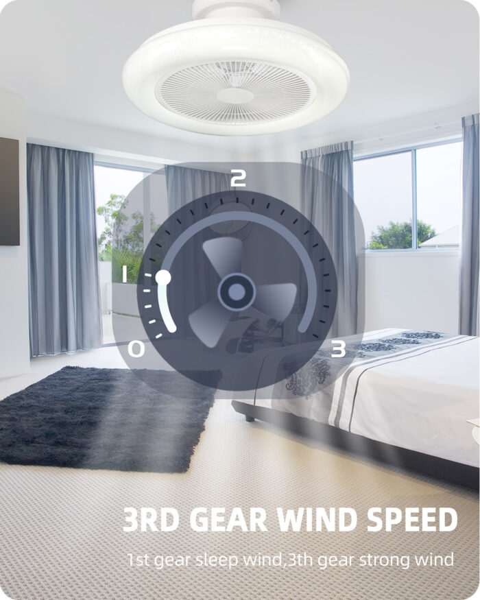 DewShrimp Bladeless Ceiling Fan with Lights Flush Mount Ceiling Fan with Bluetooth Speaker - Image 3