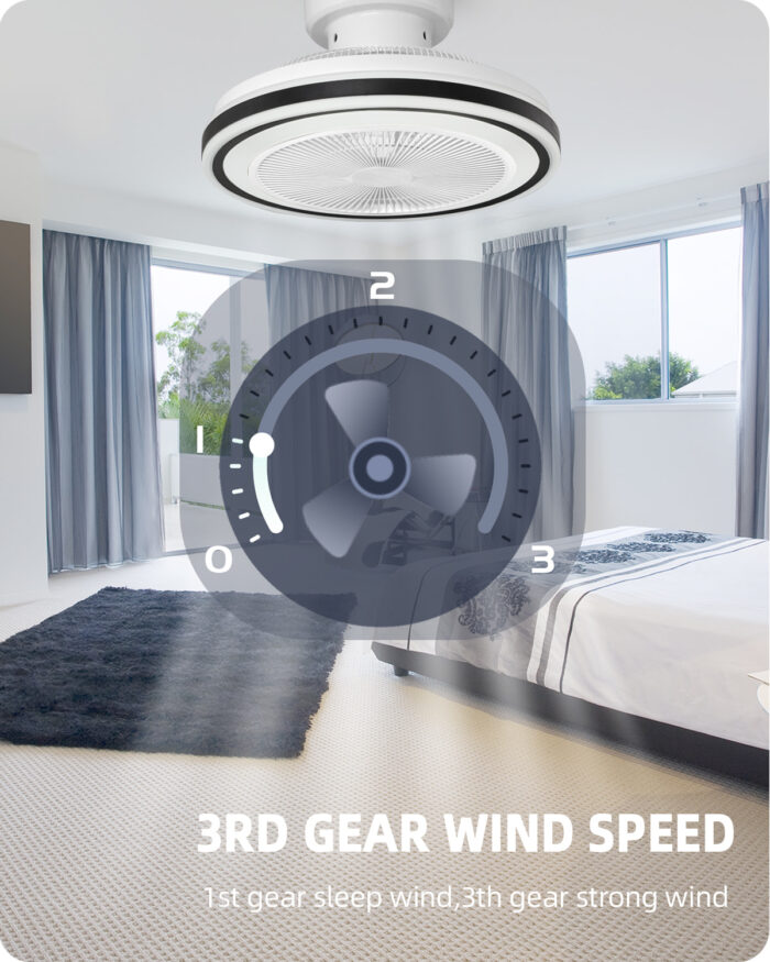 DewShrimp Flush Mount Ceiling Fan,Bladeless Ceiling Fan with Bluetooth Speaker - Image 3