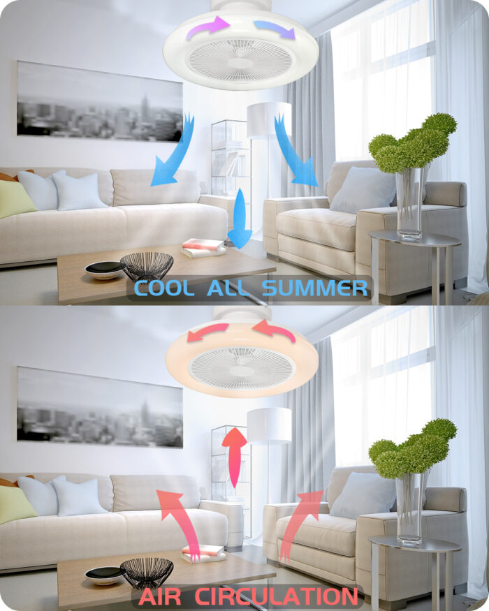 DewShrimp Bladeless Ceiling Fan with Lights Flush Mount Ceiling Fan with Bluetooth Speaker - Image 4