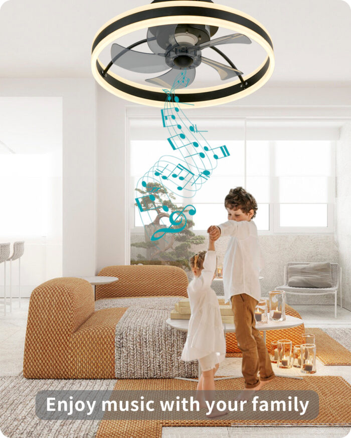 DewShrimp Wifi Low Profile Ceiling Fan Flush Mount Bladeless Ceiling Fan with Remote+App Smart Ceiling Fan - Image 4