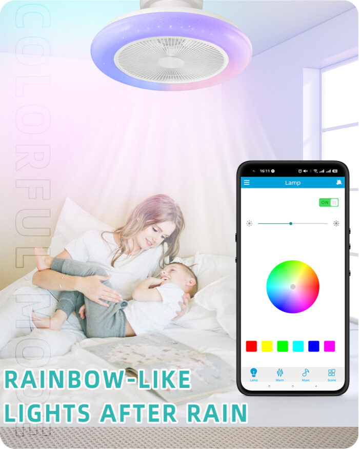 DewShrimp Bladeless Ceiling Fan with Lights Flush Mount Ceiling Fan with Bluetooth Speaker - Image 5