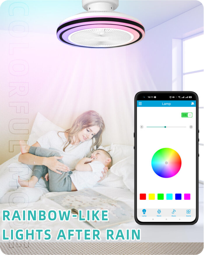 DewShrimp Flush Mount Ceiling Fan,Bladeless Ceiling Fan with Bluetooth Speaker - Image 5