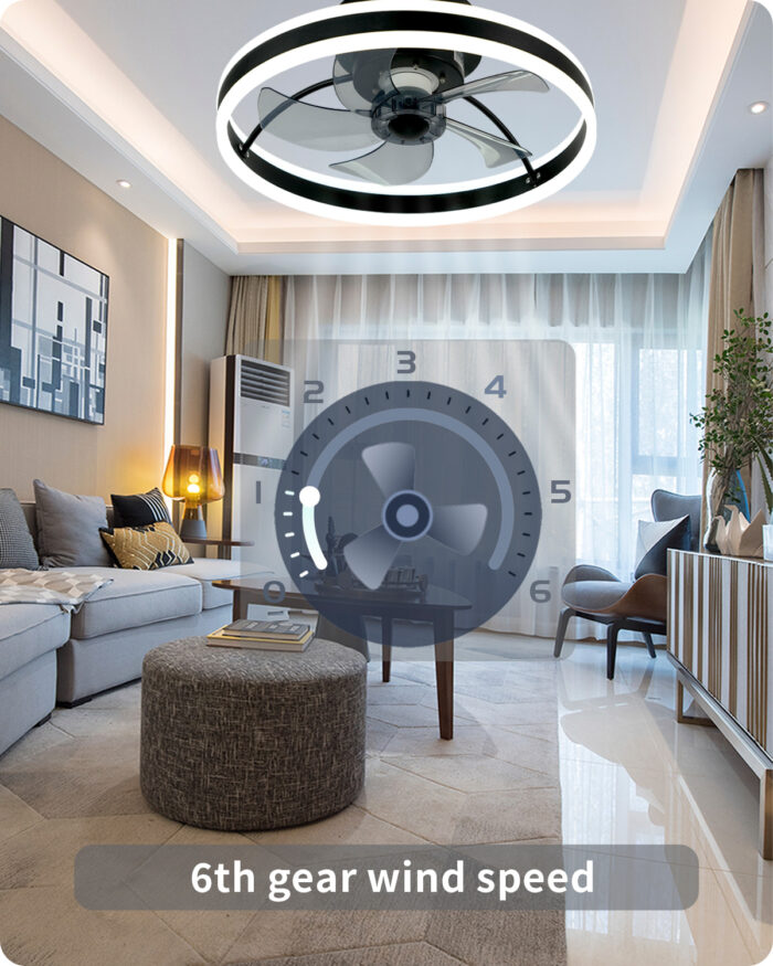 DewShrimp Wifi Low Profile Ceiling Fan Flush Mount Bladeless Ceiling Fan with Remote+App Smart Ceiling Fan - Image 5
