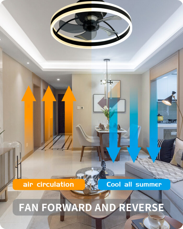DewShrimp Wifi Low Profile Ceiling Fan Flush Mount Bladeless Ceiling Fan with Remote+App Smart Ceiling Fan - Image 6