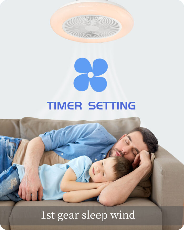 DewShrimp Bladeless Ceiling Fan with Lights Flush Mount Ceiling Fan with Bluetooth Speaker - Image 7